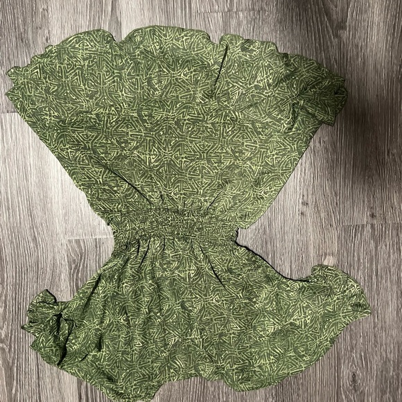 Zara Green and White Ruffled Wrap Mini Dress - Picture 7 of 9